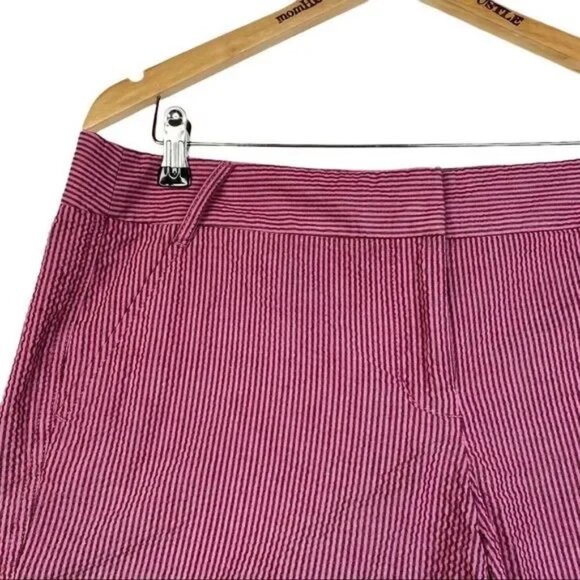 J.CREW WOMEN'S PLUS BURGUNDY/PINK STRIPED SHORTS SIZE 14-EUC - Picture 4 of 7